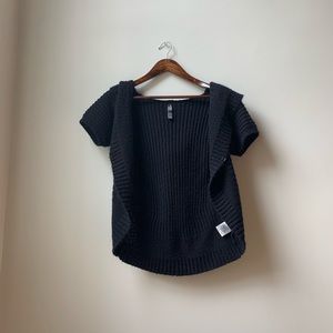 Womens Black Acrylic/Wool Hooded Cardigan